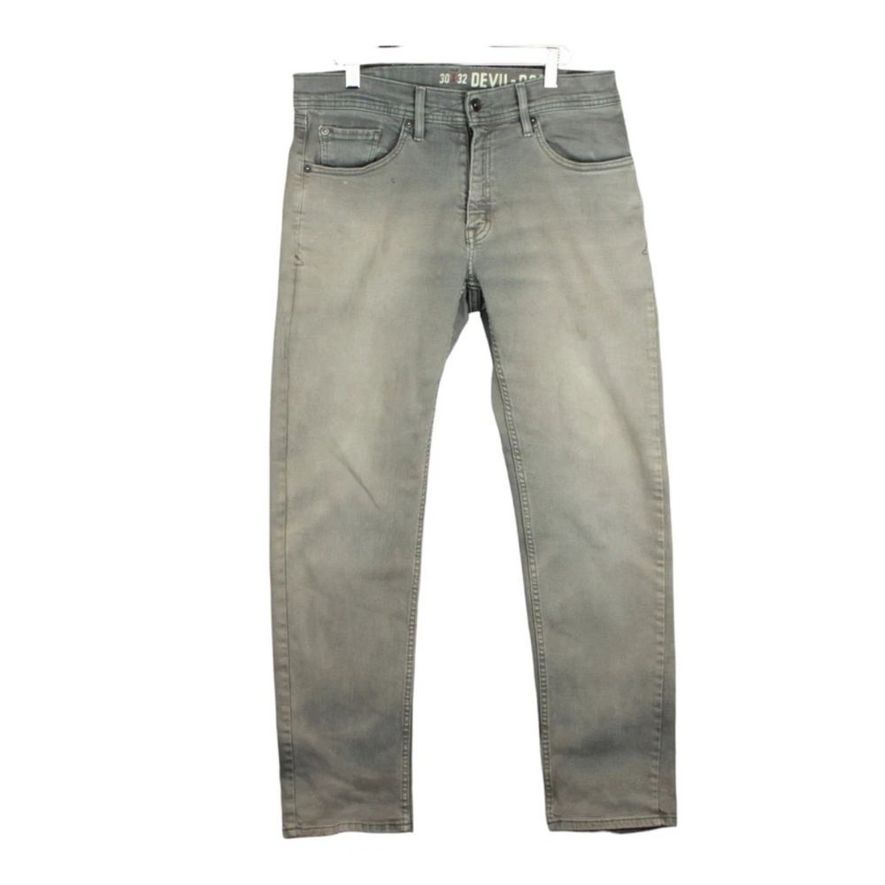 Devil Dog Athletic Fit Straight Leg Jeans Mens 30x32 Fit W32xL30 Gray Mid Wash